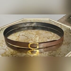 Vintage Gucci Belt Gold "G" Buckle Size 42 Reversible Brown / Black Leather